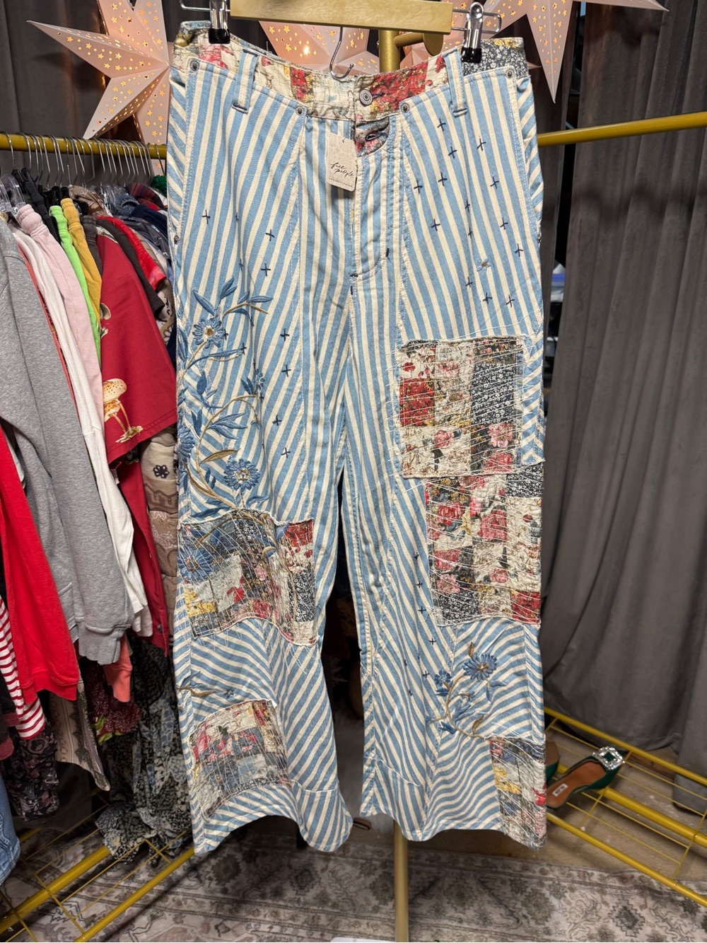 Free People We the Free Runyon Patched Pants-West Ridge Blue - Picture 7 of 10